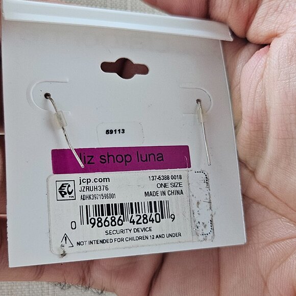 Liz Claiborne Ladies Earrings Crystals Accent Silver Tone Liz Shop Luna Jeweley - Picture 7 of 12